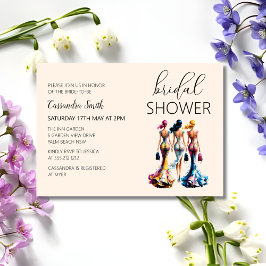 ドレッスタイリッシュモダンジング女性ブライダルシャワー 招待状