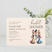 ドレッスタイリッシュモダンジング女性ブライダルシャワー 招待状 (スタンド正面)