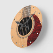 ドレッドノーアコースティック6弦ギターのドット付き ラウンド壁時計 (傾斜)
