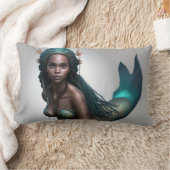 ドレッドヘアの黒人女性の人魚の枕 ランバークッション (ブランケット)