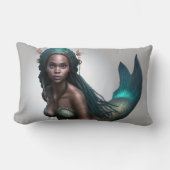ドレッドヘアの黒人女性の人魚の枕 ランバークッション (正面)
