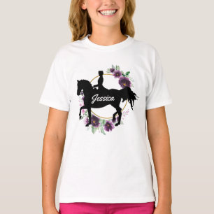 ドレッパーソナライズされたサージュ乗馬フローラ名  Tシャツ