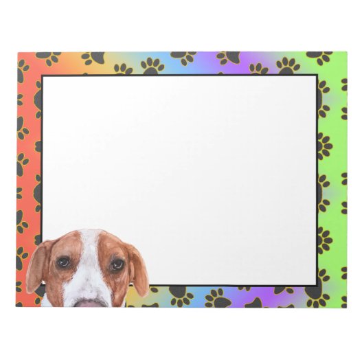 ドレバーカラフル犬の前足パターン ノートパッド (正面)