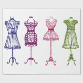 ドレビクトリアンス型枠ヴィンテージ裁縫パターン ラッピングペーパー (フラット)