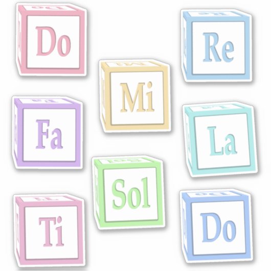 ドレミファソルラティソルフェージュミュージカル.ベビーブロック シール (正面)