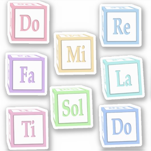 ドレミファソルラティソルフェージュミュージカル.ベビーブロック シール (正面)