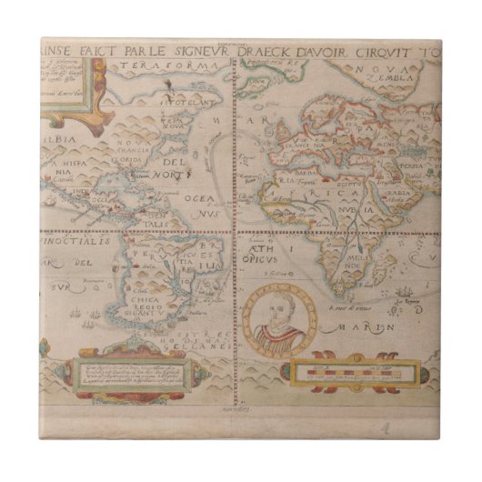 ドレークの地球のCircumnavigationの地図 タイル (正面)