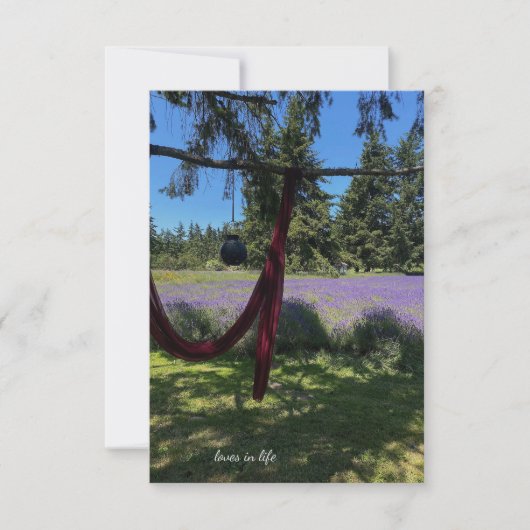 ドレーピング生地、ガーデンランタン&ラベンダーフィールド ノートカード (正面)