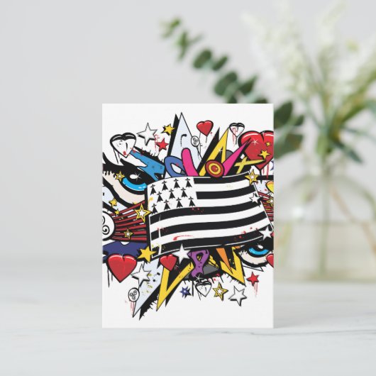 ドレープオーブレターニュBreizhグラフィティブレトングラフフ ポストカード (スタンド正面)