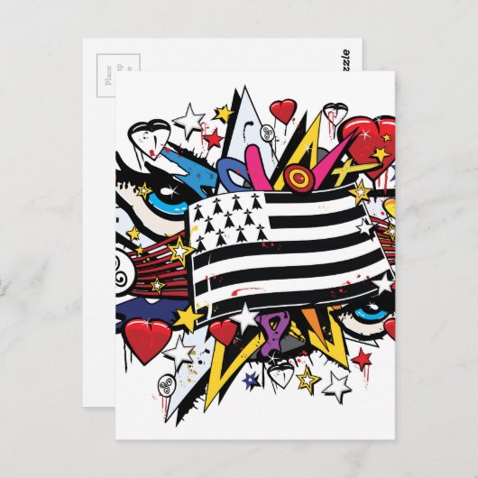 ドレープオーブレターニュBreizhグラフィティブレトングラフフ ポストカード (正面/裏面)