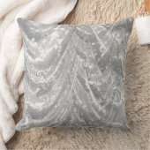ドレープ光沢のあるシルバーフローラダマスク クッション (ブランケット)