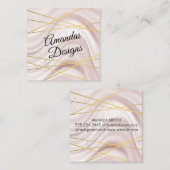 ドレープ生地の背景 |金ゴールド抽象芸術行 スクエア名刺 (正面/裏面)