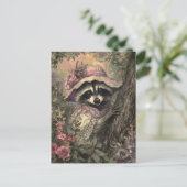 ドレ魅力的スとボンネットを着たラクーン ポストカード (スタンド正面)