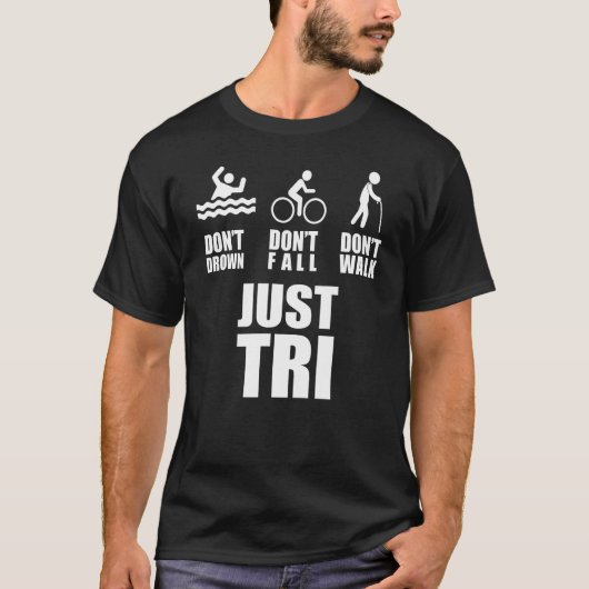 ドロウンしない秋はトライトライアスル歩かない Tシャツ (正面)