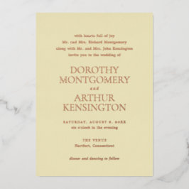 ドロシーバターイエローエレガントな結婚式 箔招待状