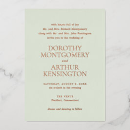 ドロシー・セージ・グリーン・エレガントな結婚式 箔招待状