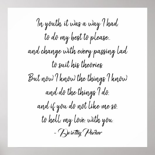 ドロシー・パーカーの引用ポスター ポスター (正面)