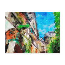 ドロッセルガッセ・リューデスハイムの水彩画