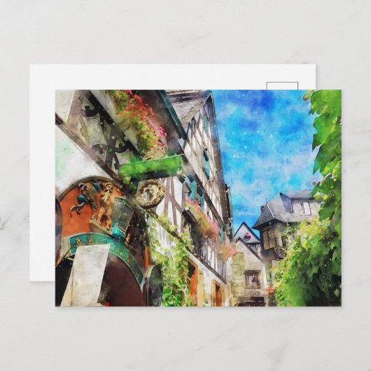 ドロッセルガッ絵画スルエデシェイムの水彩 ポストカード (正面/裏面)