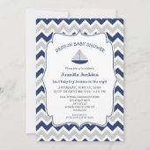 ドロップインのヨット男の子ベビーシャワー 招待状 (正面)