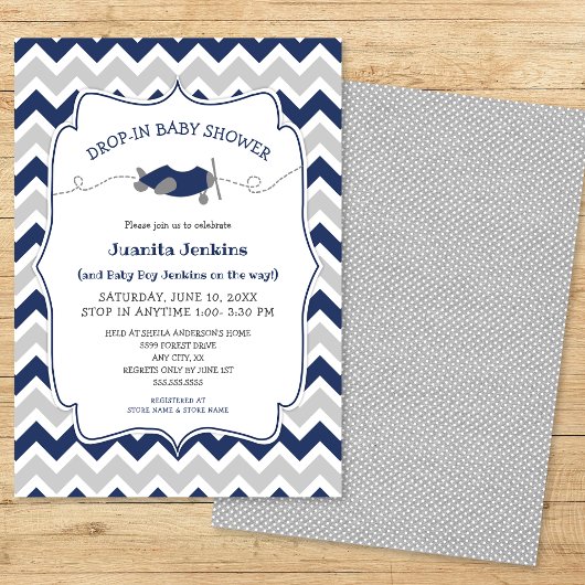 ドロップイン男の子のシャワー/オープンハウス招待状 招待状