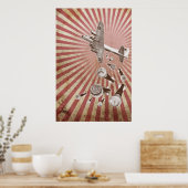 ドロップビートヴィンテージプリント ポスター (キッチン)