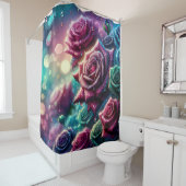 「ドロップ付きのグラデーションバラ」 シャワーカーテン (インサイチュ)