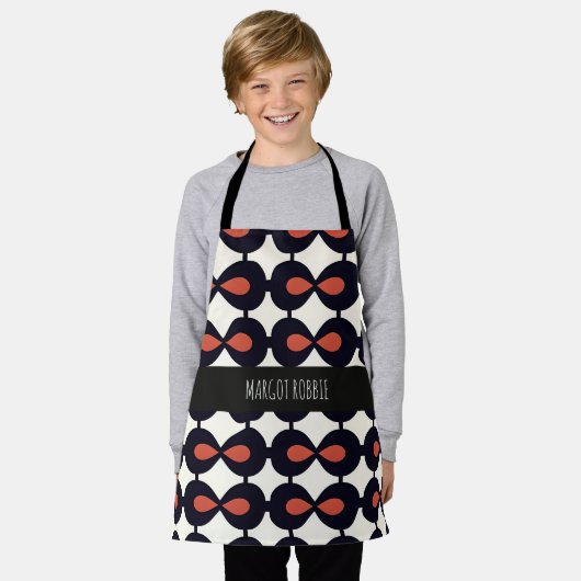 ドロップ水平抽象芸術幾何学的パターン エプロン (着用した状態)