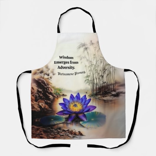 ドロドロの海から現れるブルーロータス（ベトナム語） エプロン (正面)