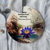 ドロドロの海から現れるブルーロータス（ベトナム語） 缶バッジ (インサイチュ)