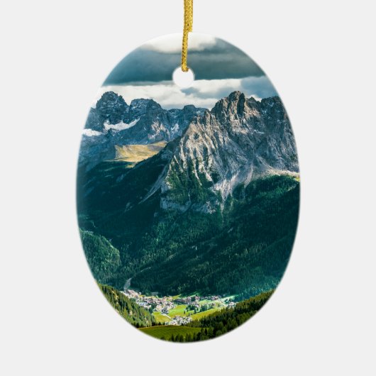 ドロマイトのアルプス、イタリア セラミックオーナメント (正面)