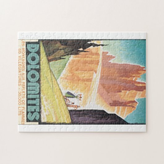 ドロマイトのヴィンテージ旅行ポスター ジグソーパズル (横)