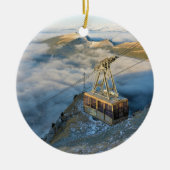 ドロマイトの山Secedaのケーブル・カー セラミックオーナメント (正面)