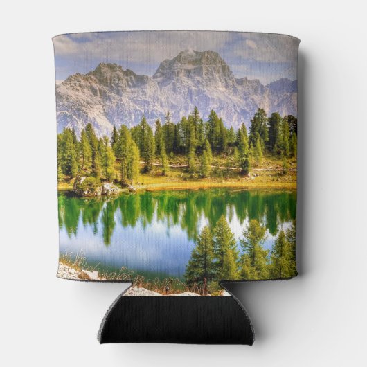 ドロマイト山と湖の風景素晴らし 缶クーラー (裏面)