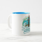 ドロマイト山脈イタリアのスキーロゴ ツートーンマグカップ (正面左)