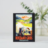 ドロミット、道路の車、イタリア。ヴィンテージ旅行 ポストカード (スタンド正面)