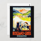 ドロミット、道路の車、イタリア。ヴィンテージ旅行 ポストカード (正面/裏面)