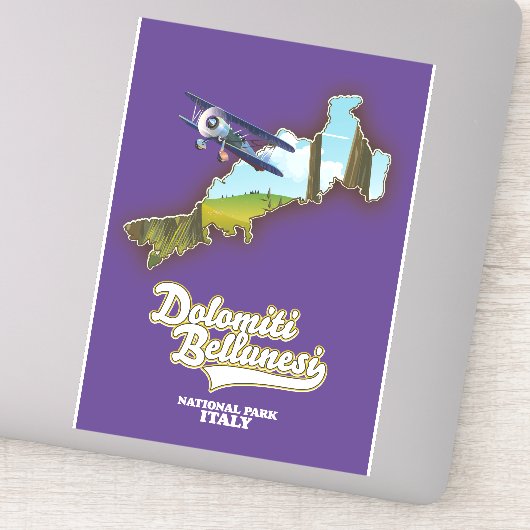 ドロミティベルネシーイタリア国立公園地図 シール (詳細)