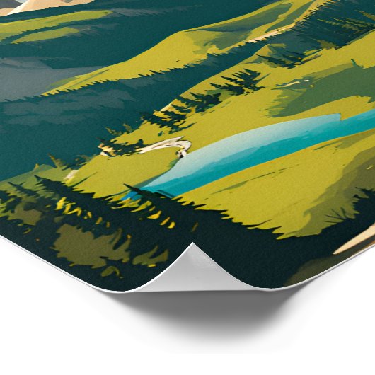 ドロミティベルネシ国立公園ヴィンテージトラベル ポスター (角)