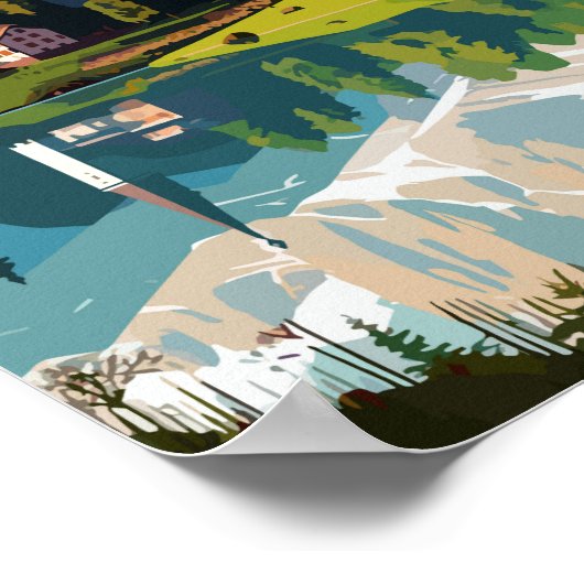 ドロミテイタリアトラベルアートヴィンテージイラストレーション ポスター (角)