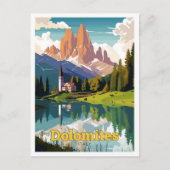 ドロミテイタリアトラベルアートヴィンテージイラストレーション ポストカード (正面)