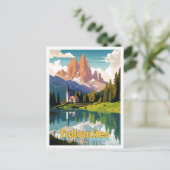 ドロミテイタリアトラベルアートヴィンテージイラストレーション ポストカード (スタンド正面)