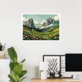 ドロミテスイタリアレトロ旅行 ポスター (ホームオフィス)