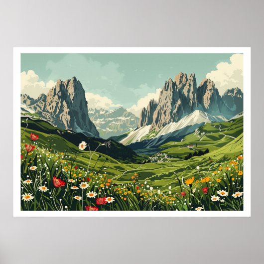 ドロミテスイタリアレトロ旅行 ポスター (正面)