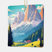 ドロミテスイタリアヴィンテージトラベル セラミックオーナメント (左)