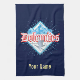 ドロミテスサウスチロルレトロスキーヤーヴィンテージスキー キッチンタオル