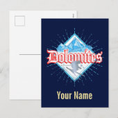 ドロミテスサウスチロルレトロスキーヤーヴィンテージスキー シーズンポストカード (正面/裏面)