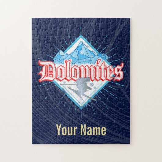 ドロミテスサウスチロルレトロスキーヤーヴィンテージスキー ジグソーパズル (縦)