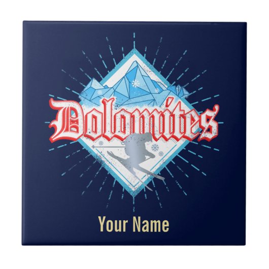 ドロミテスサウスチロルレトロスキーヤーヴィンテージスキー タイル (正面)