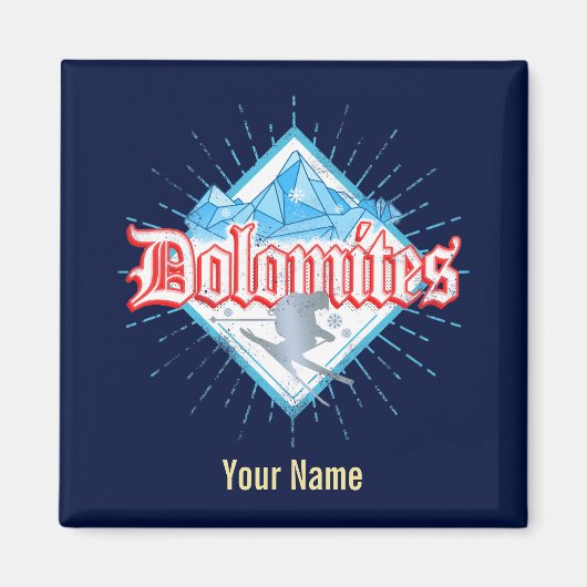 ドロミテスサウスチロルレトロスキーヤーヴィンテージスキー マグネット (正面)